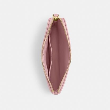 Corner Zip Wristlet In Signature Denim - Gold/Light Pink - view 3