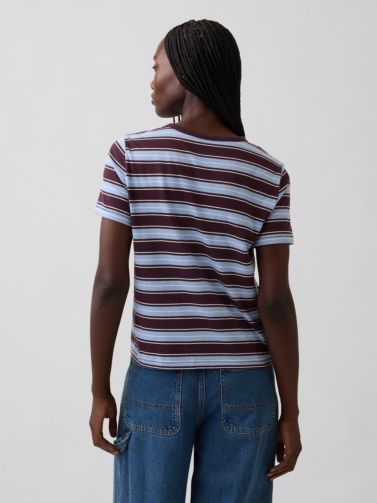 Organic Cotton VintageSoft T-Shirt - Purple burgundy stripe