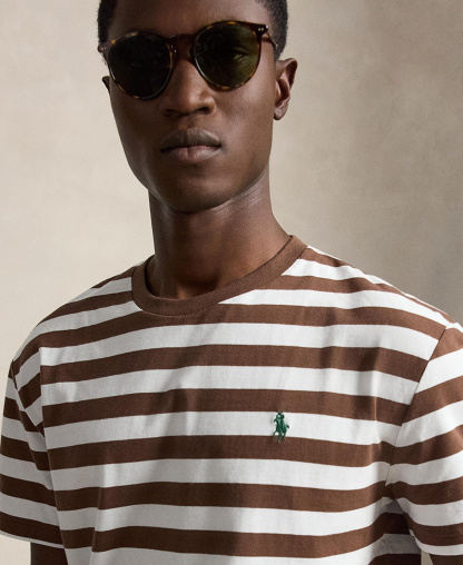 Polo Ralph Lauren Men's Classic-Fit Stripe T-Shirt - Chocolate Brown/White