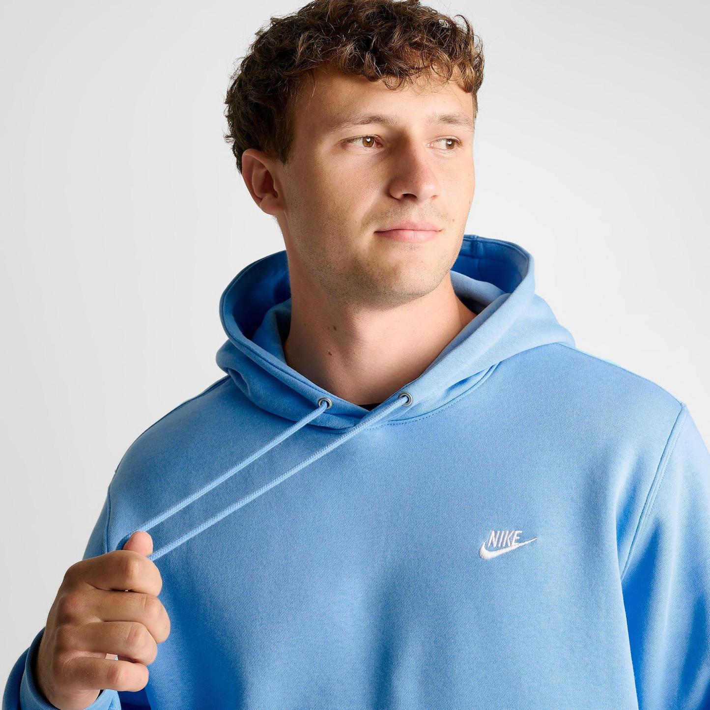 Men's Nithtke Club Fleece Premium Embroidered Pullover Hoodie - Part 2 - Football Blue/Football Blue/White