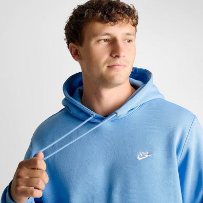 Men's Nithtke Club Fleece Premium Embroidered Pullover Hoodie - Part 2 - Football Blue/Football Blue/White