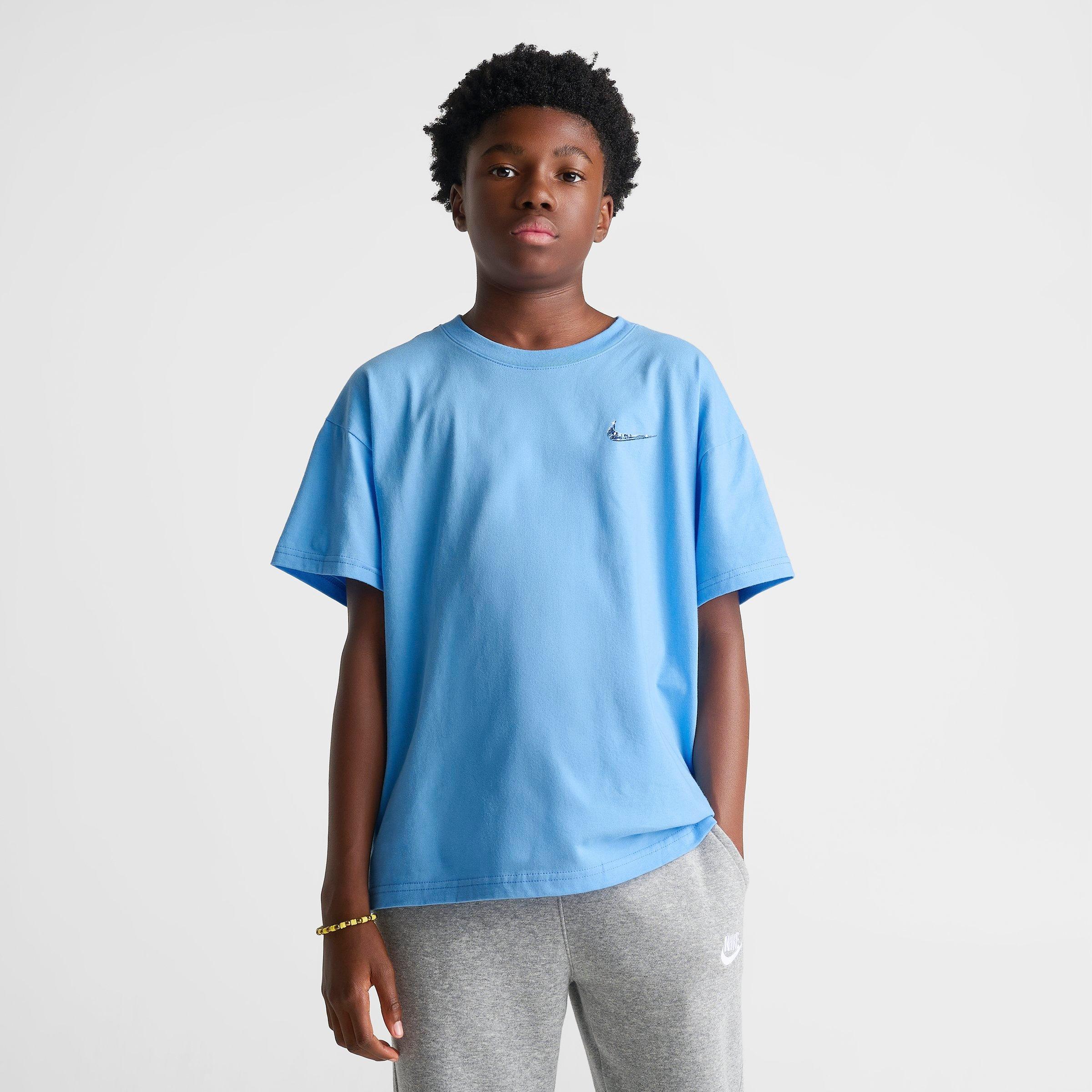 Big Kids' Nithtke Sportswear Swoosh Flame Back Hit T-Shirt - Football Blue
