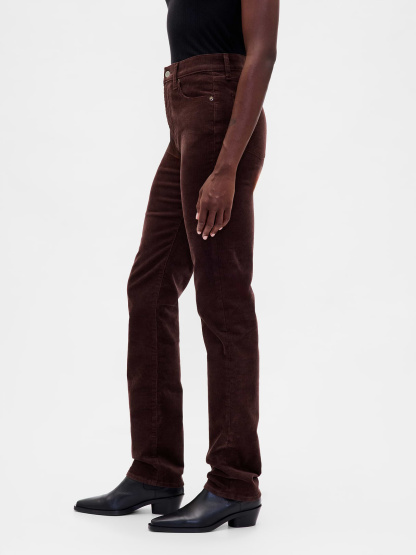 High Rise Belted '90s Slim Straight Jeans - Dark brown