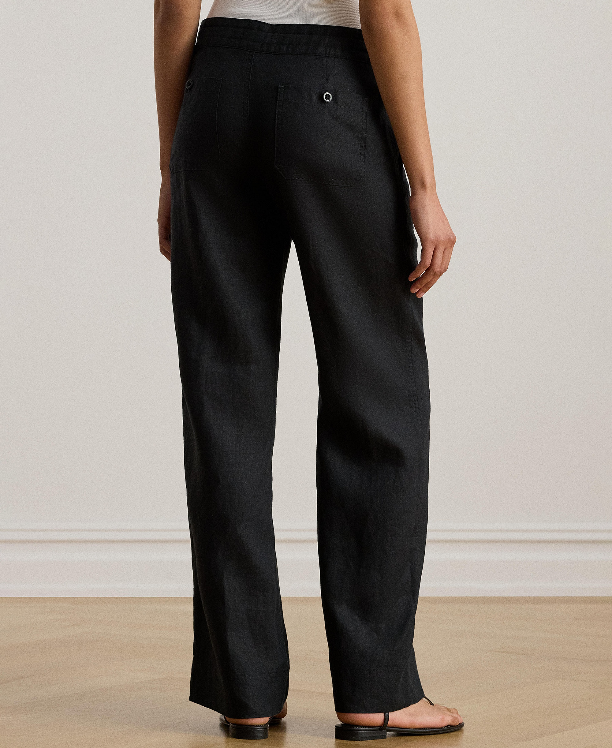 Lauren Ralph Lauren Women's Wide-Leg Linen Pants - Polo Black