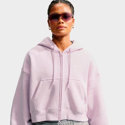 Women's Nithtke Studio Fleece Medium-Weight Oversized Cropped Full-Zip Hoodie - Bleached Lilac/Sail