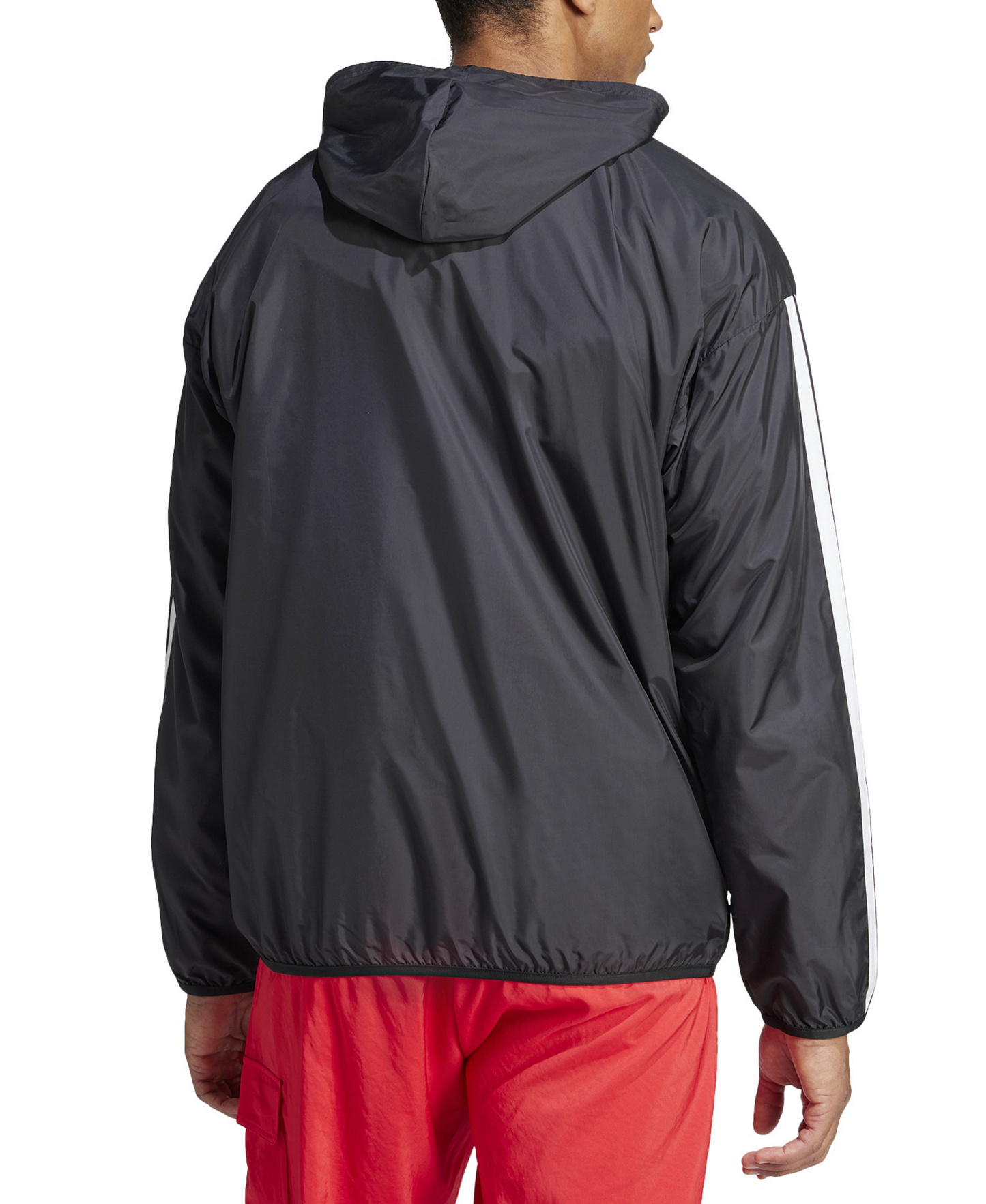 adidas Men's Essential Three-Stripes Woven Windbreaker - Black / White
