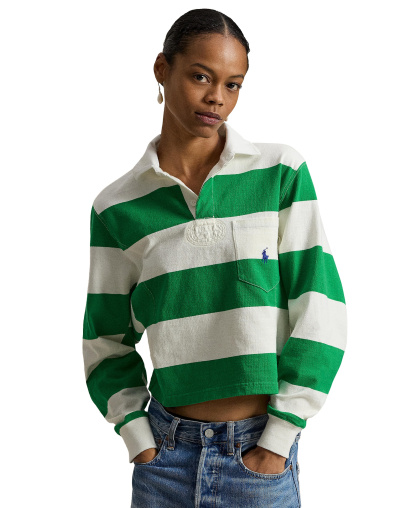 Polo Ralph Lauren Women's Wide Stripe Rugby Shirt - Green/White