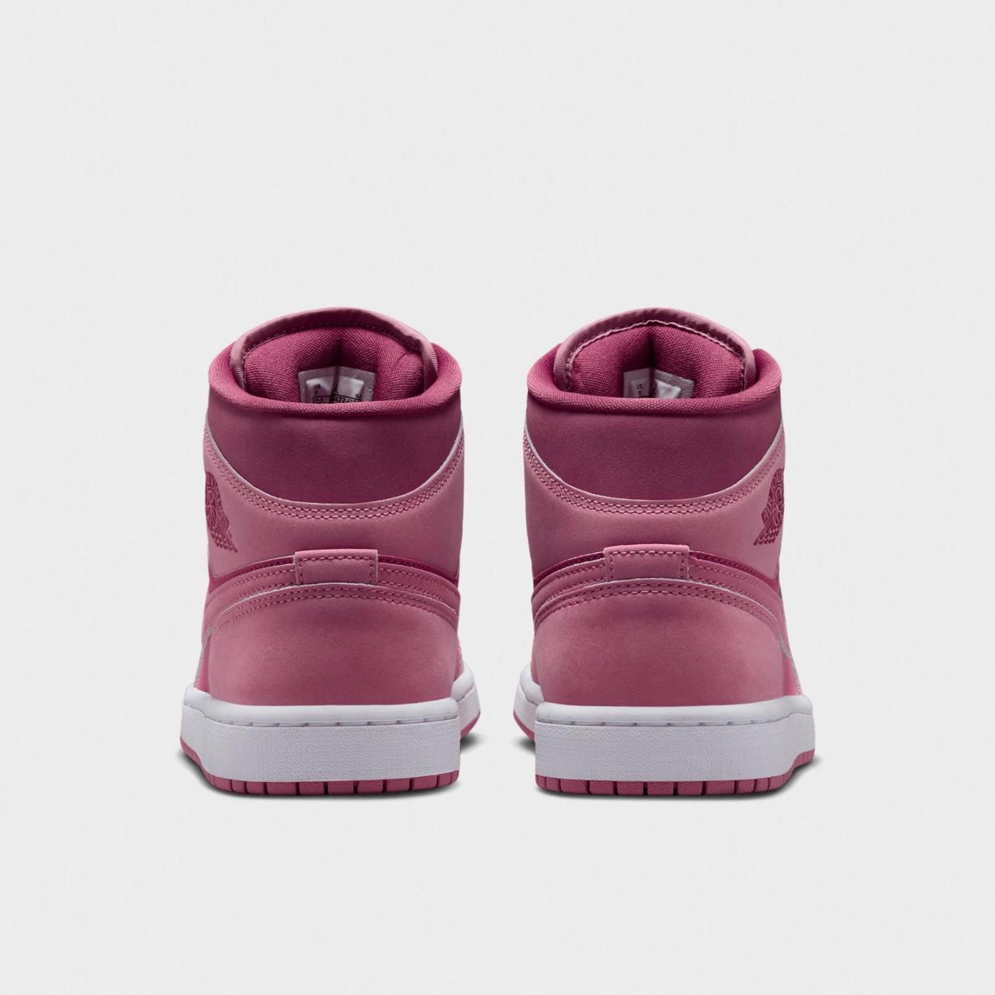 Women's Air Jordan Retro 1 Mid Casual Shoes - Desert Berry/White/Sweet Beet - view 4