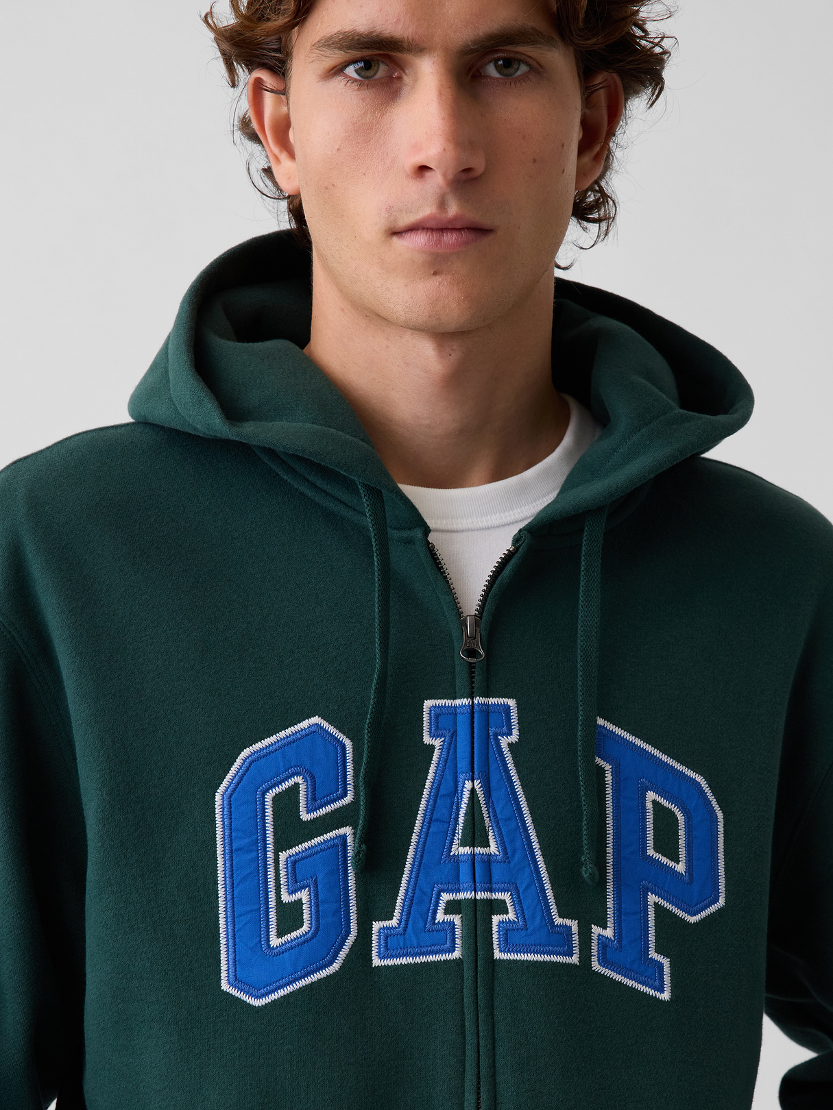 Adult VintageSoft Arch Logo Zip Hoodie - Deep hunter green