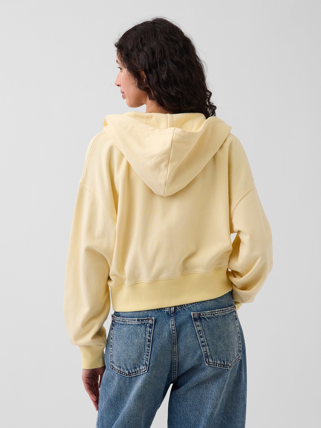 VintageSoft Terry Oversized Wedge Zip Hoodie - Maize yellow