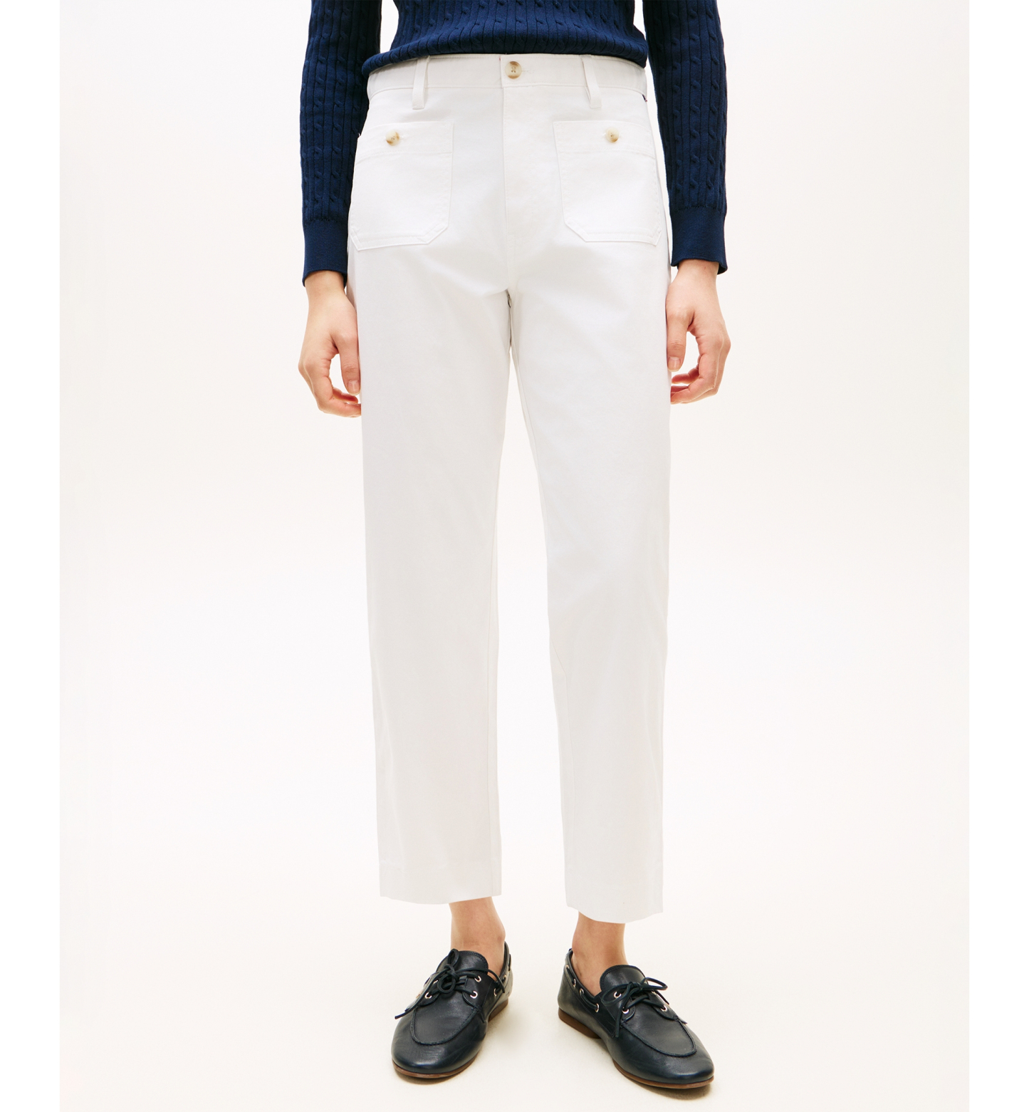 Tommy Hilfiger Women's Twill Patch Pocket Chinos Pants - Ecru