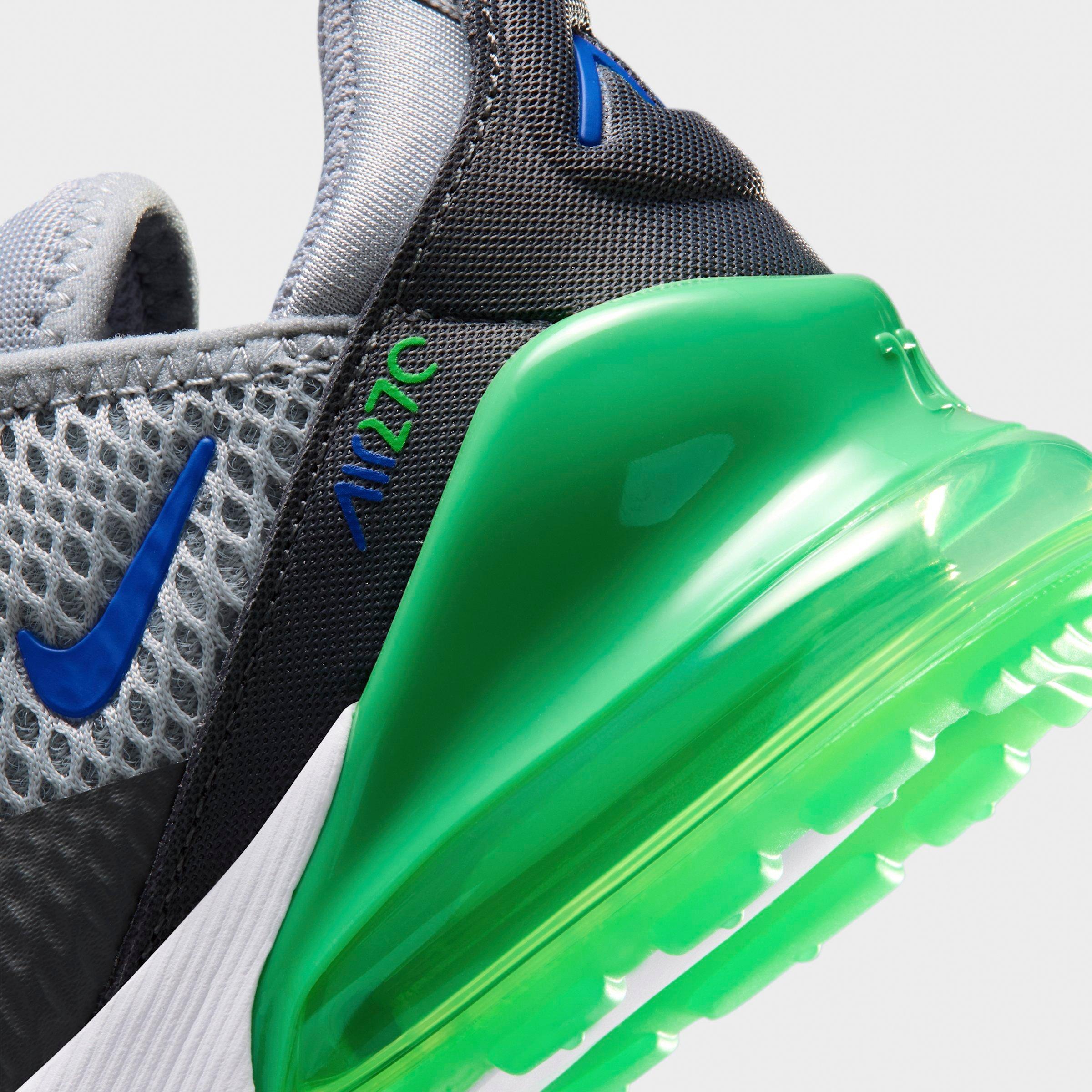 Little Kids' Nithtke Air Max 270 Casual Shoes - Wolf Grey/Smoke Grey/Green Spark/Racer Blue - Detail shot