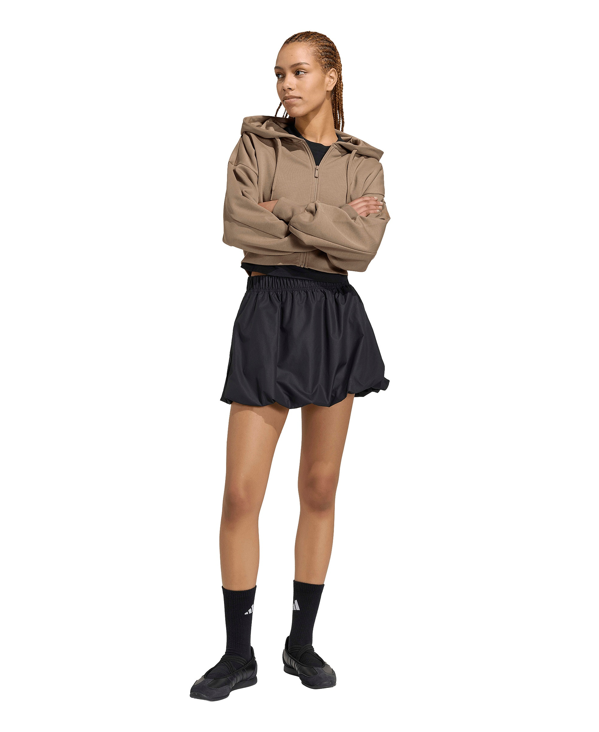adidas Women's Essentials Contemporary Fleece Full-Zip Hooded Jacket - Khaki Six