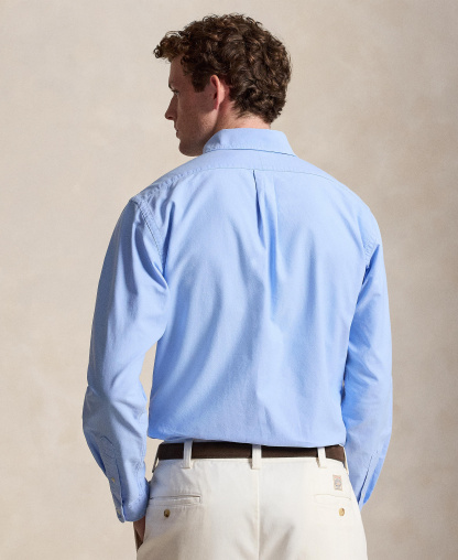 Polo Ralph Lauren Men's Garment-Dyed Oxford Shirt - AUSTIN BLUE W/WHITE PP