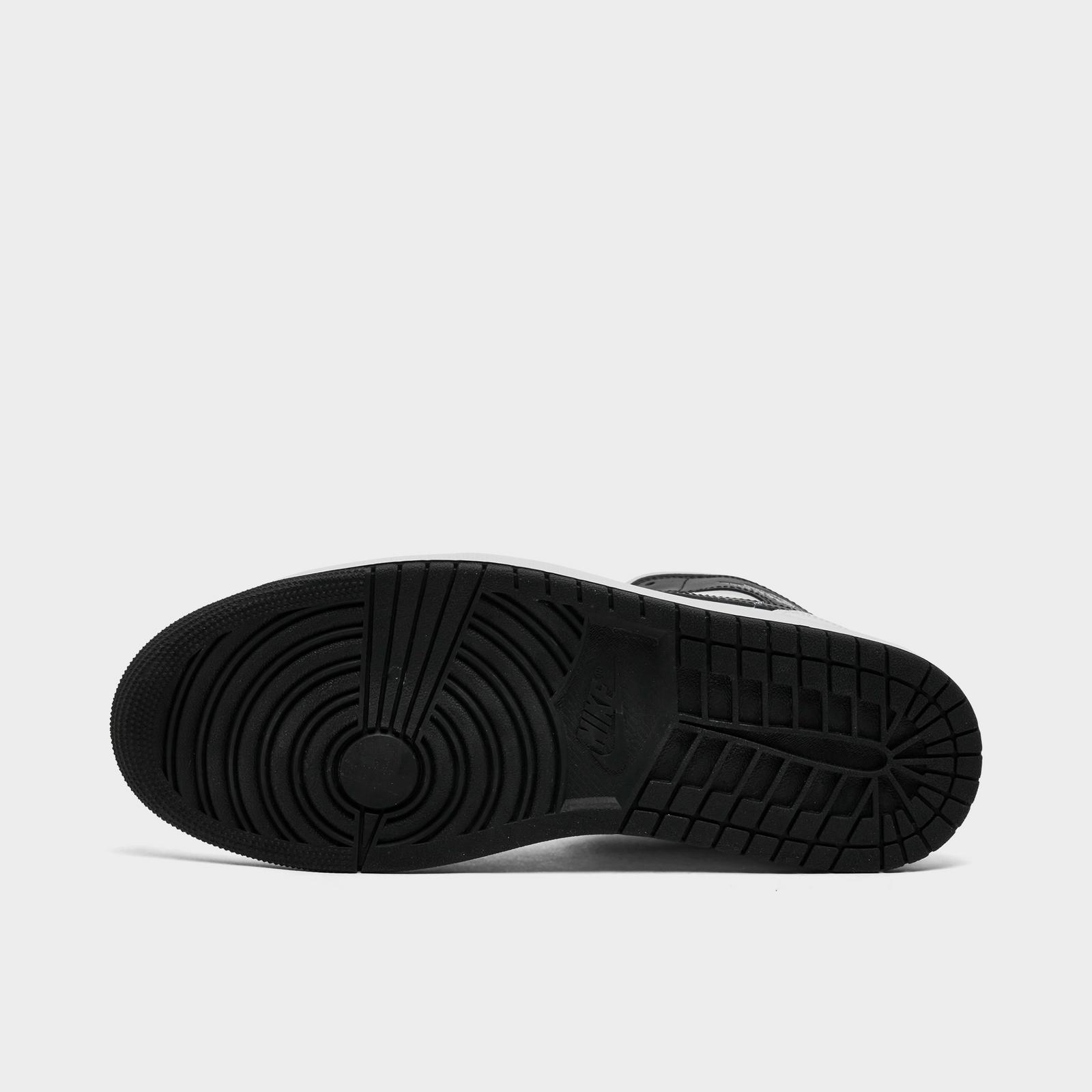 Men's Air Jordan Retro 1 Mid Casual Shoes - Summit White/Neutral Grey/Infrared 23/Black - Left shoe facing left. Outside of the shoe. - view 6