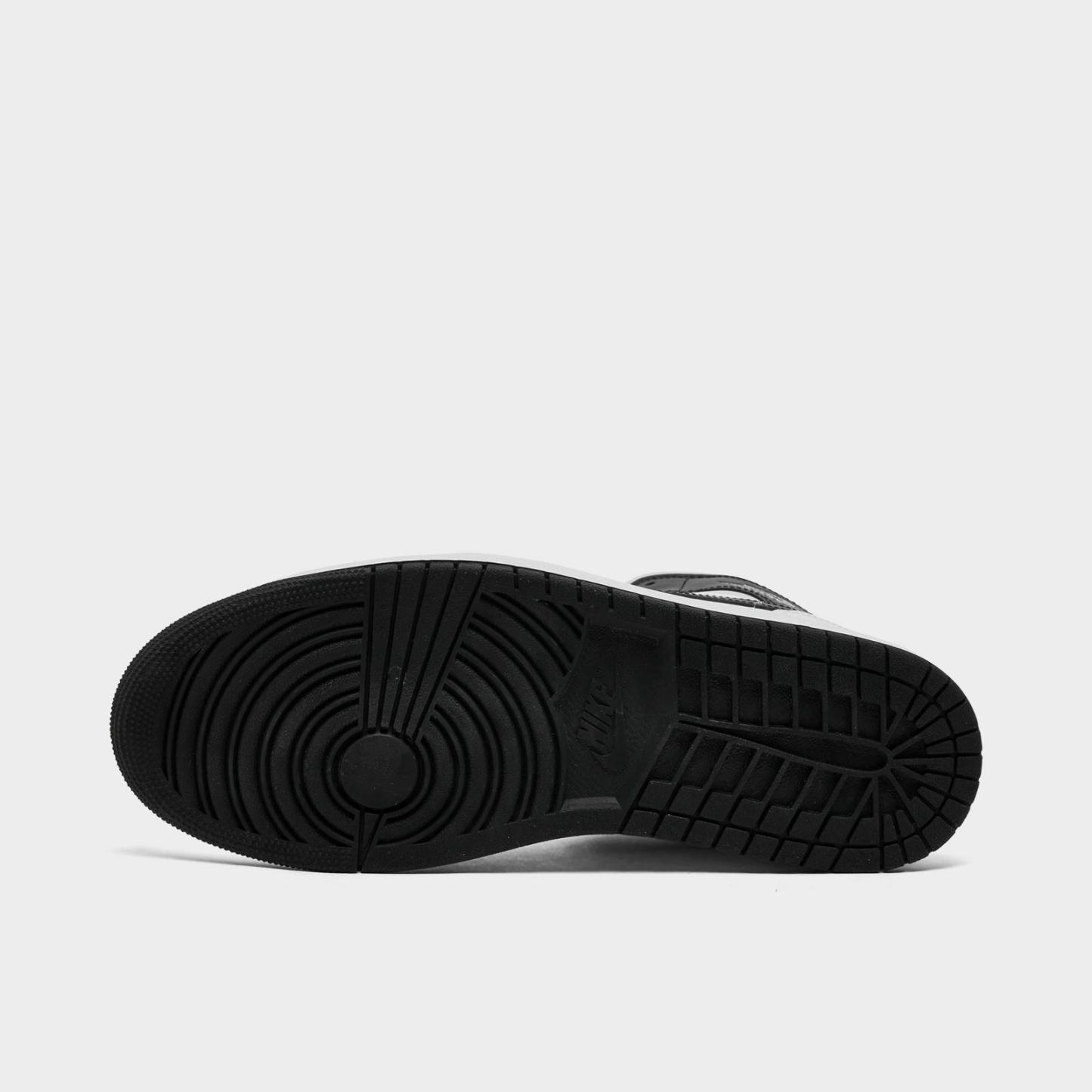 Men's Air Jordan Retro 1 Mid Casual Shoes - Summit White/Neutral Grey/Infrared 23/Black - Left shoe facing left. Outside of the shoe. - view 6