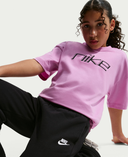 Nike Girls' and Boys' 7-20 Sportswear Loose Open-Hem Pants - Black