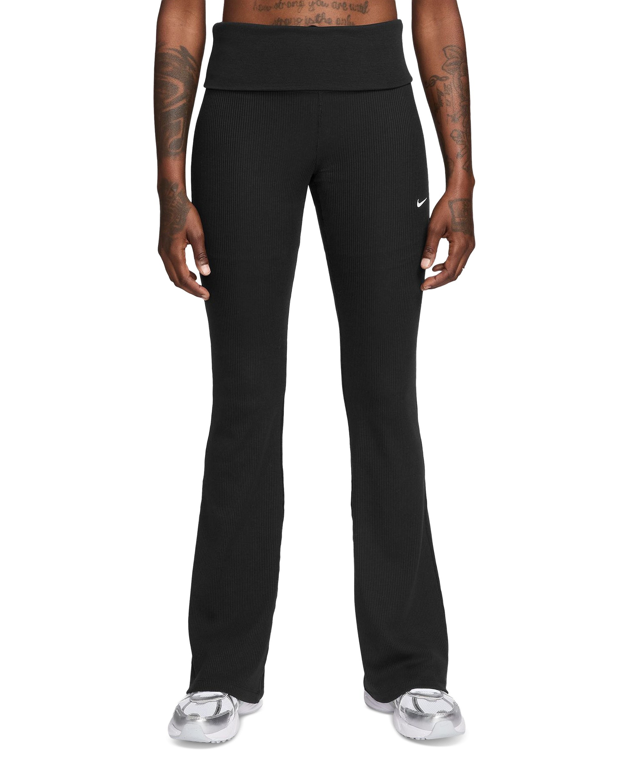 Nike Women's Sportswear Chill Knit Mid-Rise Tight Ribbed Pants - Black/white