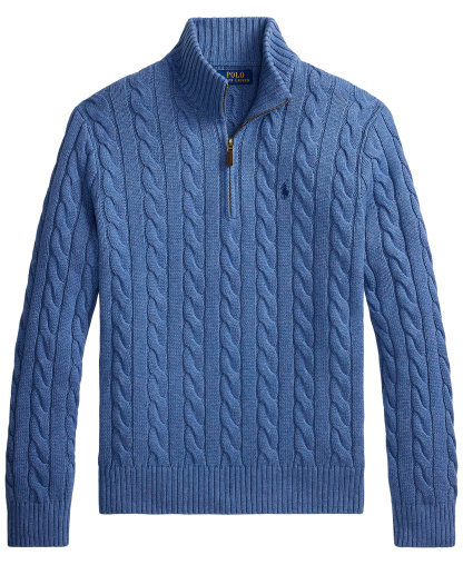 Polo Ralph Lauren Men's Cable-Knit Cotton Sweater - Blue Borage Heather