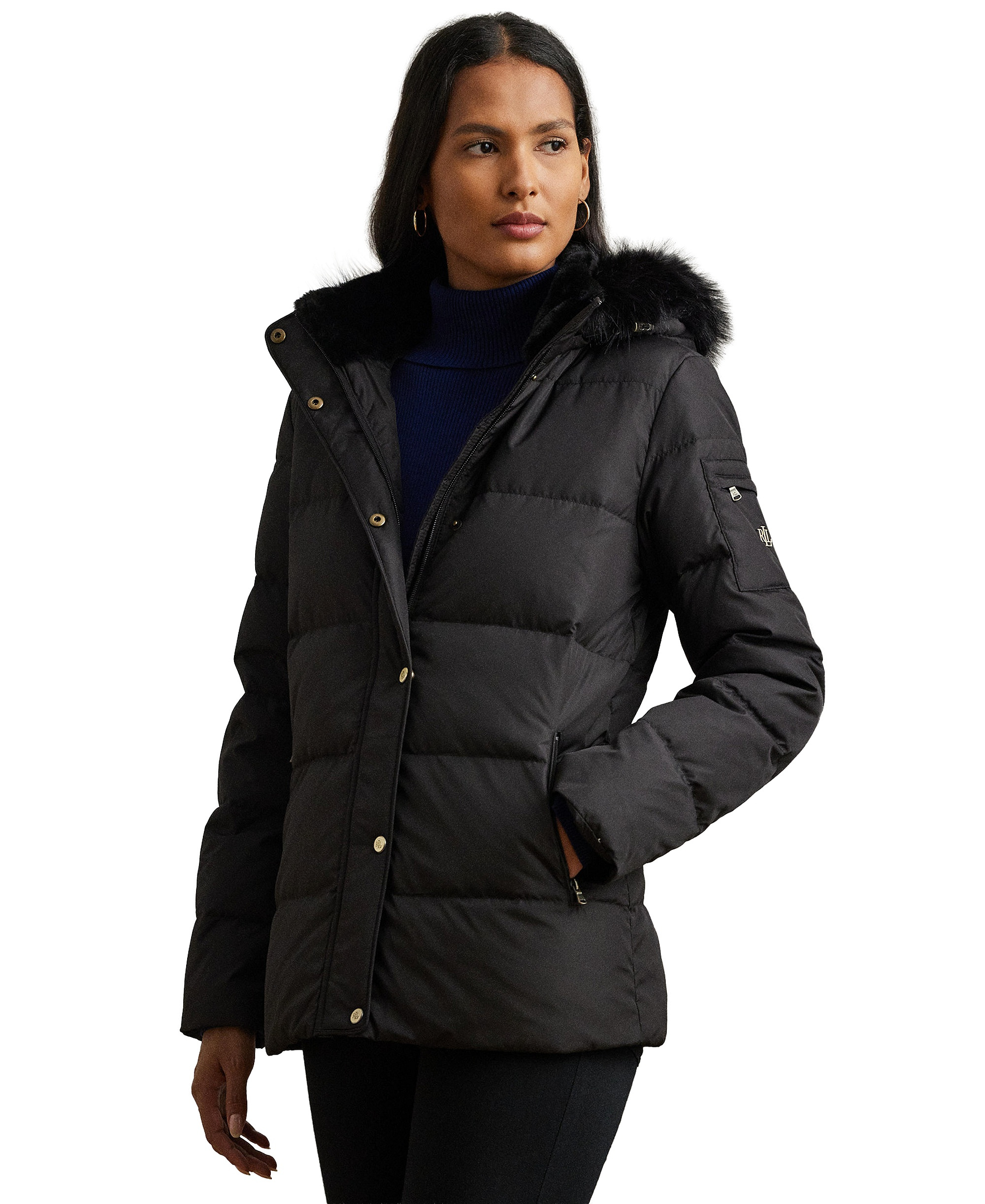 Lauren Ralph Lauren Women's Faux-Fur Hooded Puffer Coat - Black