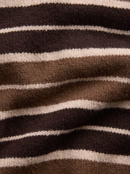 CashSoft Oversized V-Neck Sweater - Brown stripe