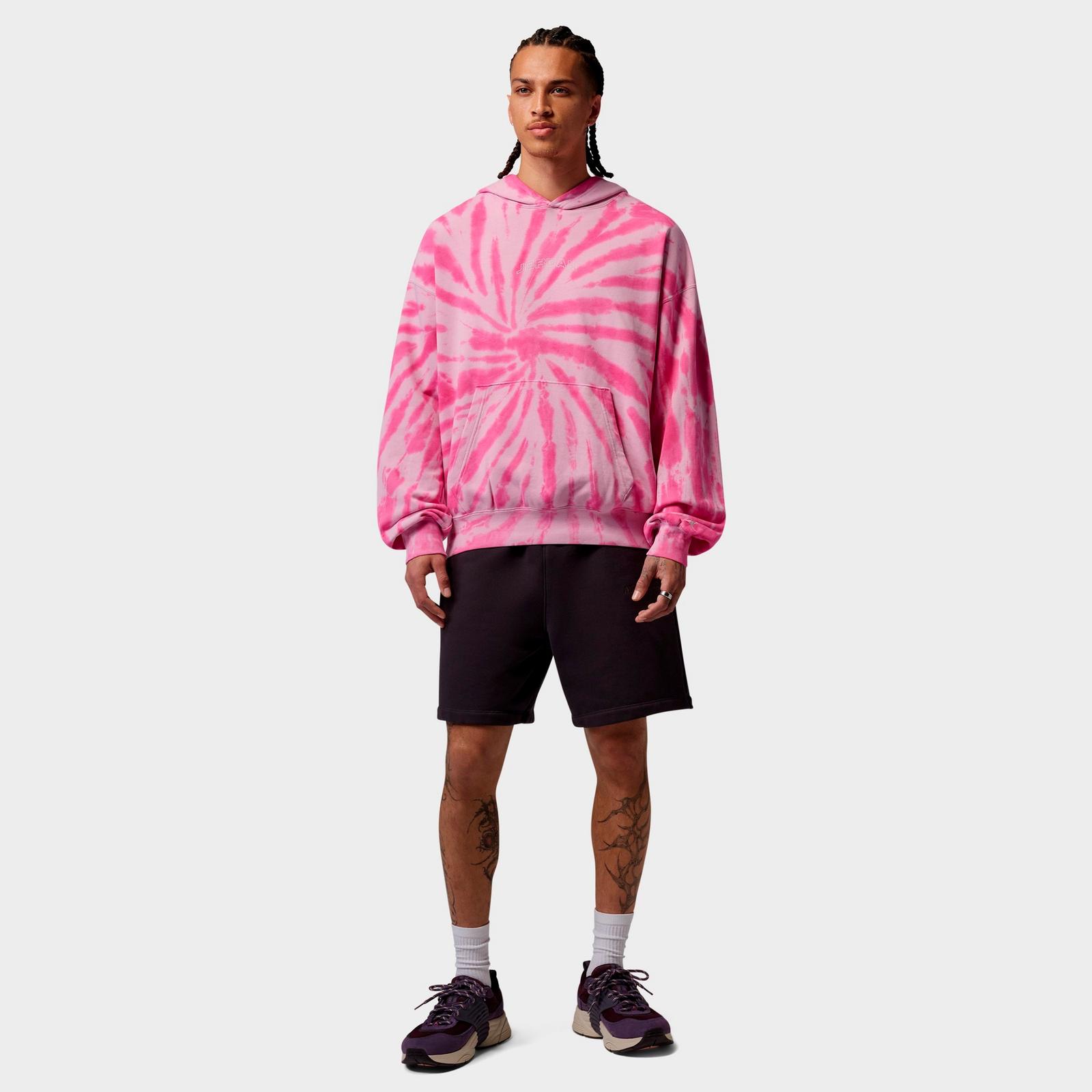 Men's Jordan Brooklyn Fleece Tie-Dye Festival Pullover Hoodie - Iced Carmine/Pinksicle/Pale Ivory - view 2