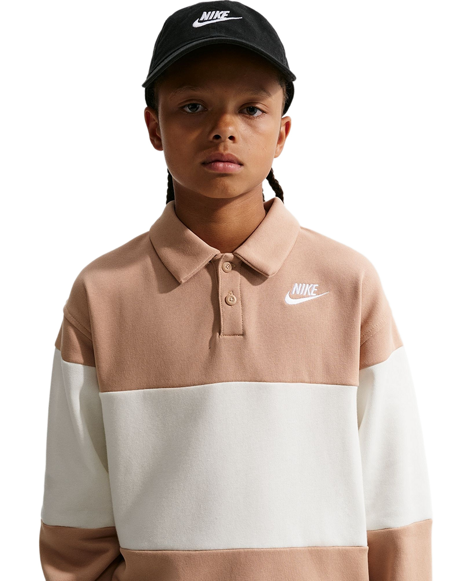 Nike Boys' 8-20 Sportswear Club Rugby Striped Sweatshirt - Hemp/Sail