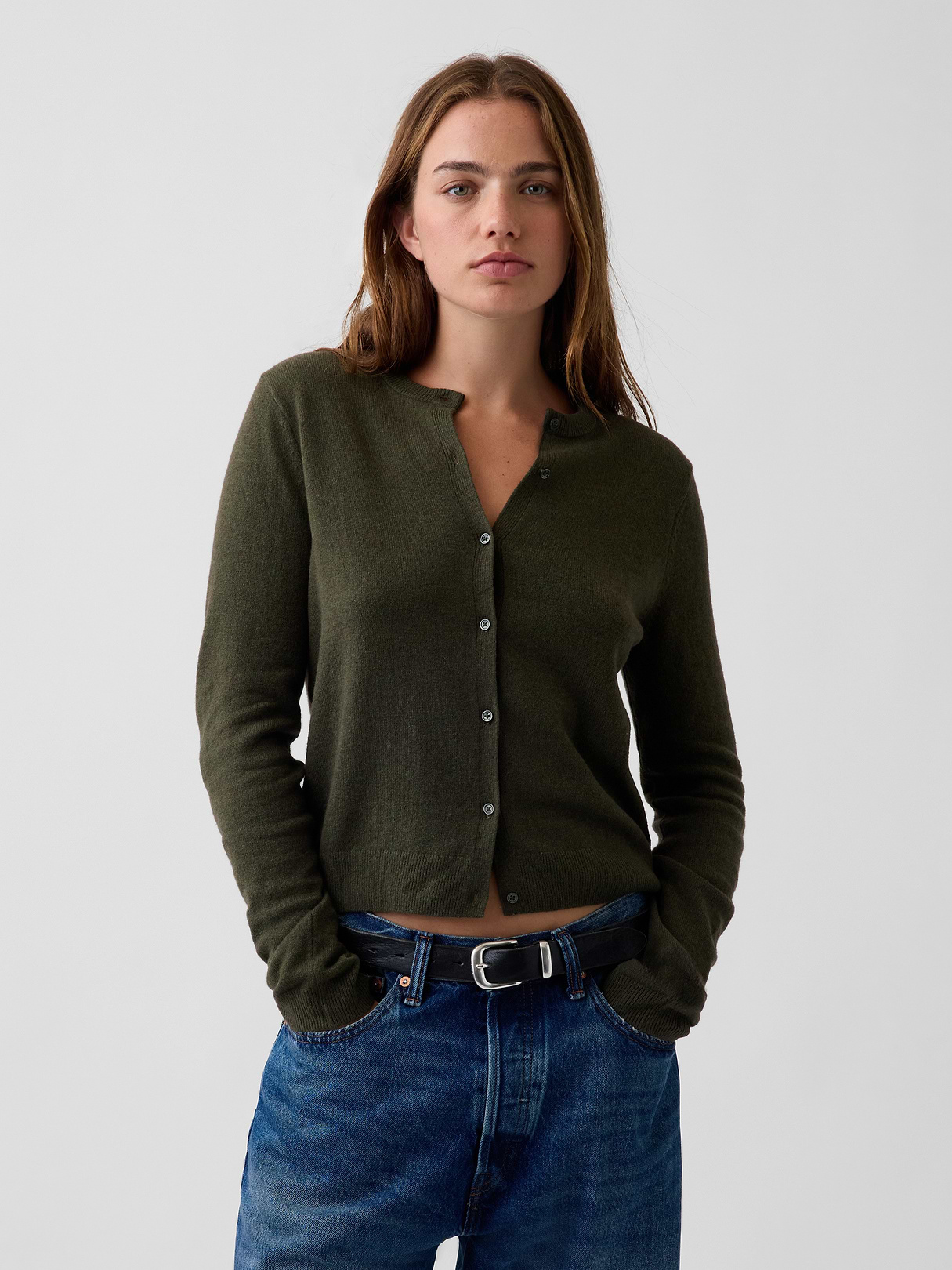 CashSoft Crop Cardigan - Bamboo green