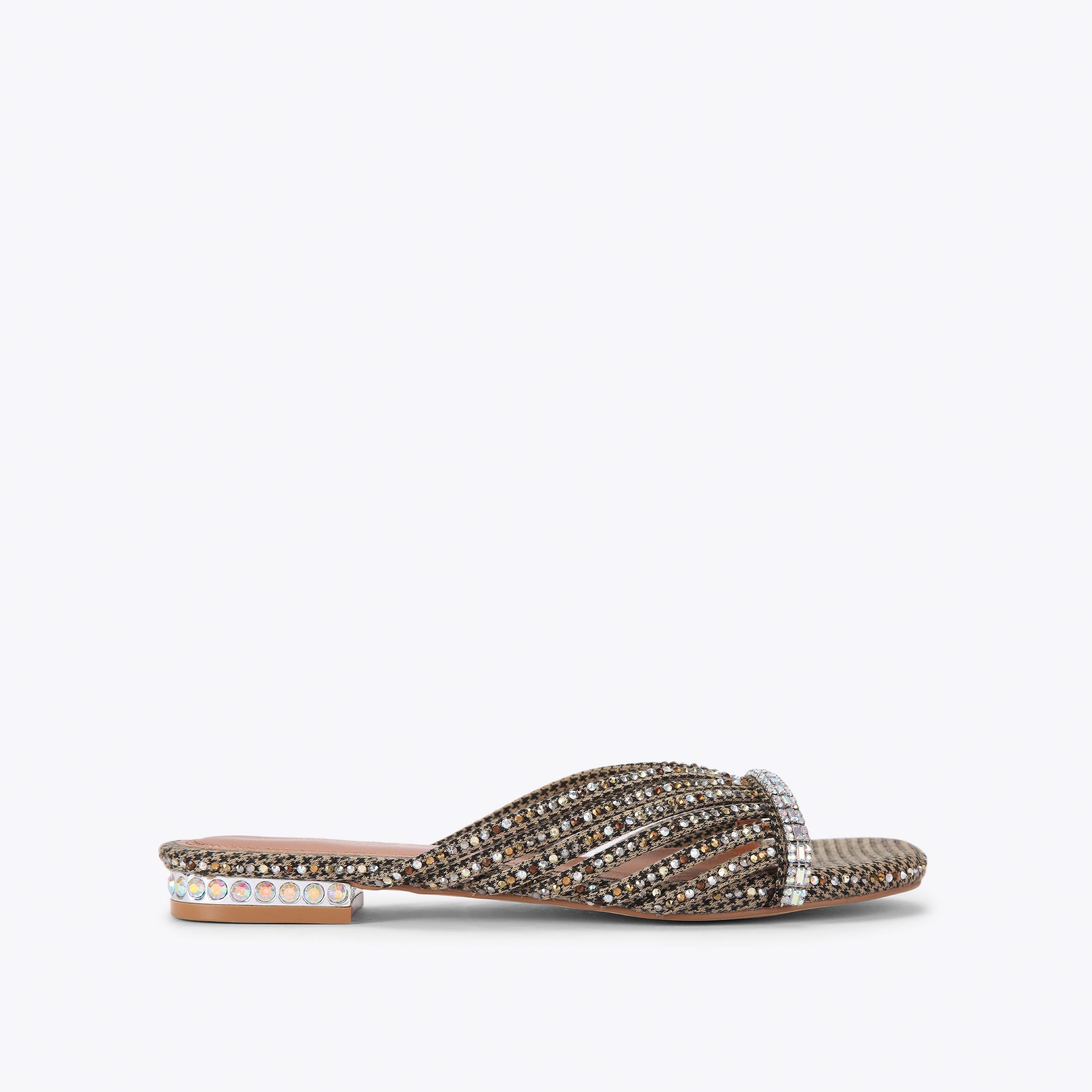 Kurt Geiger London Crystal Strap Flat Mule - Beige