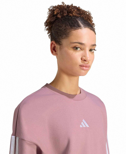 adidas Women's Essentials 3-Stripes Fleece Crew Neck Sweatshirt - Dark Blue/White