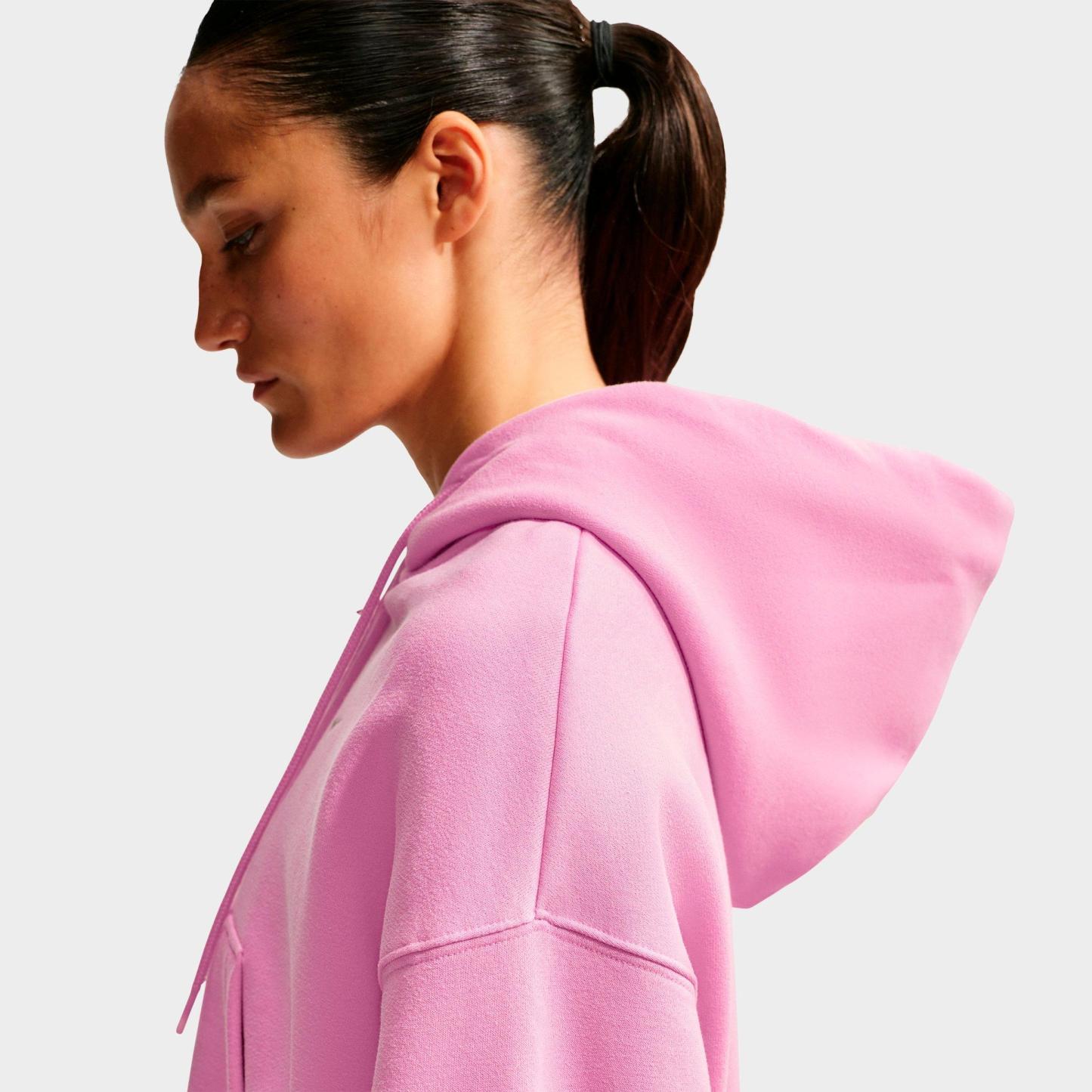 Women's Nithtke Studio Fleece Medium-Weight Oversized Cropped Full-Zip Hoodie - Pink Rise/Sail