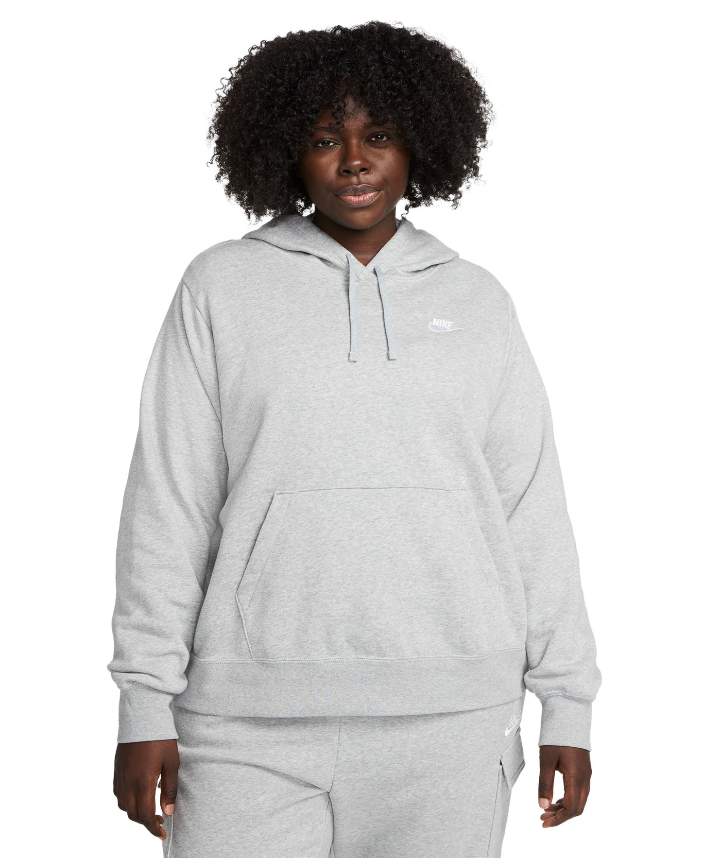 Nike Women's Sportswear Club Fleece Pullover Hoodie - Dark Grey Heather/white