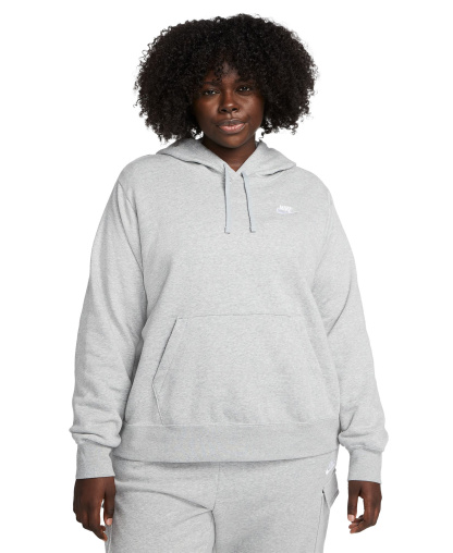 Nike Women's Sportswear Club Fleece Pullover Hoodie - Dark Grey Heather/white
