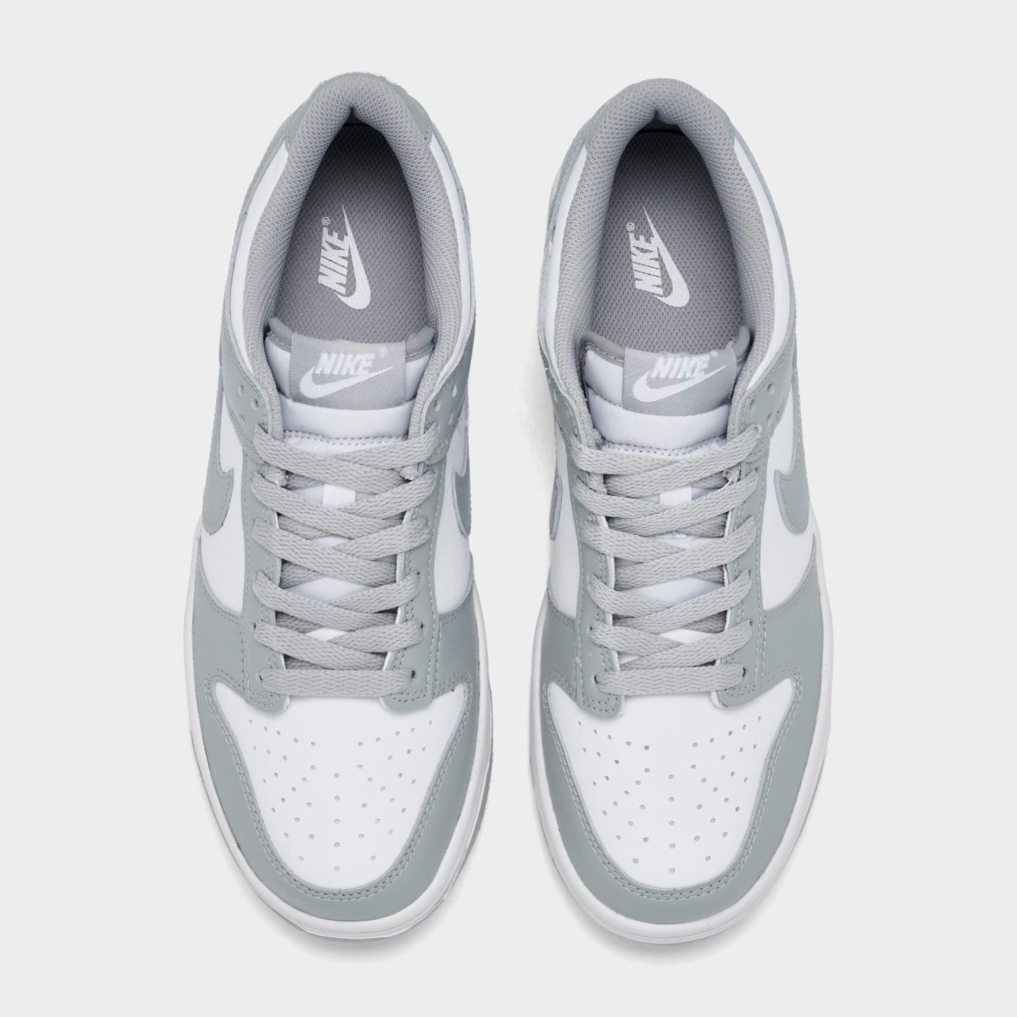 Big Kids' Nithtke Dunk Low Casual Shoes - Part 2 - White/Light Smoke Grey/White - Top view