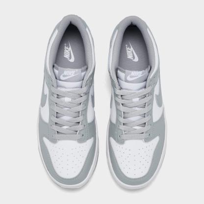 Big Kids' Nithtke Dunk Low Casual Shoes - Part 2 - White/Light Smoke Grey/White - Top view