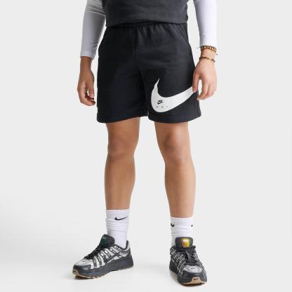 Big Kids' Nike Sportswear Swoosh Club French Terry Shorts - Black/White