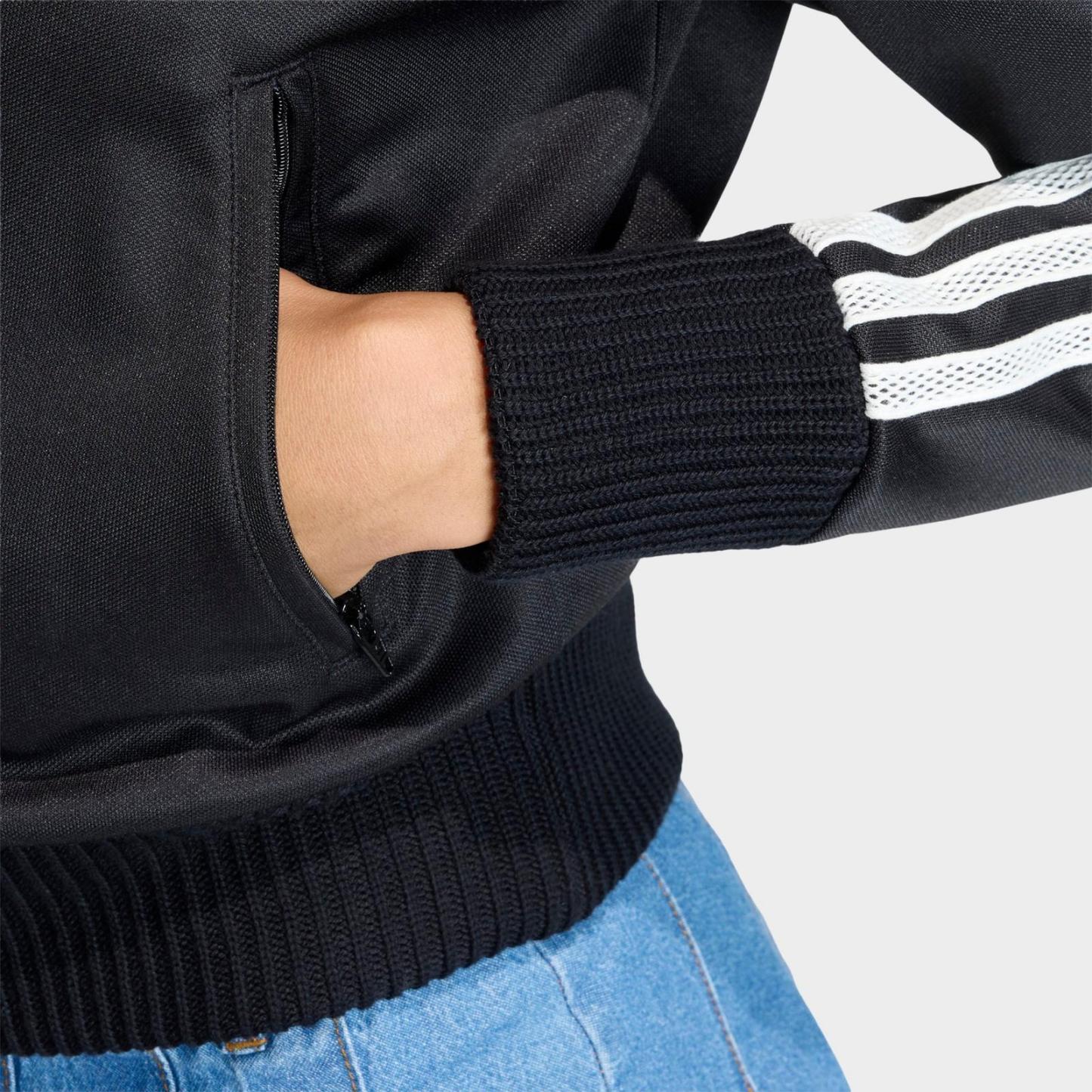Women's adidas Originals Firebird Knitted Crochet Details Track Top - Black - view 5