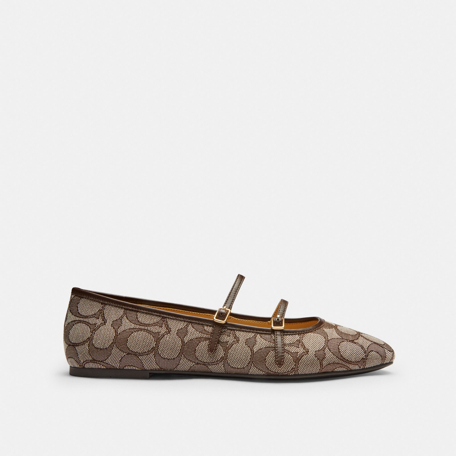 Double Buckle Mary Jane In Signature Jacquard - Oak/Maple - view 4