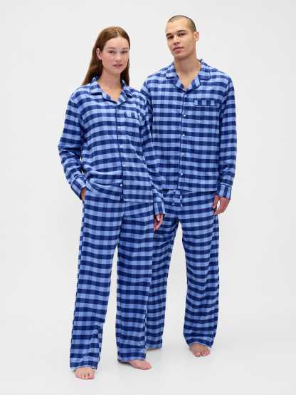 Adult Softest Flannel PJ Pants - Light indigo plaid