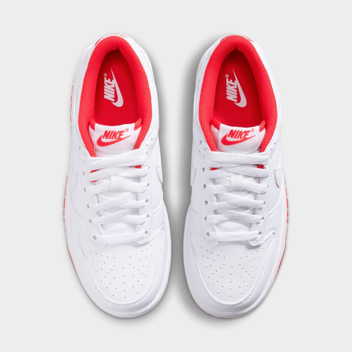 Big Kids' Nithtke Dunk Low Casual Shoes - Part 2 - White/University Red/White - Top view