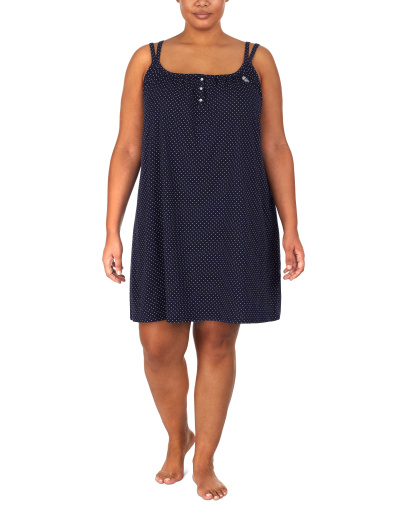 Lauren Ralph Lauren Cotton Knit Double-Strap Nightgown - Navy dot