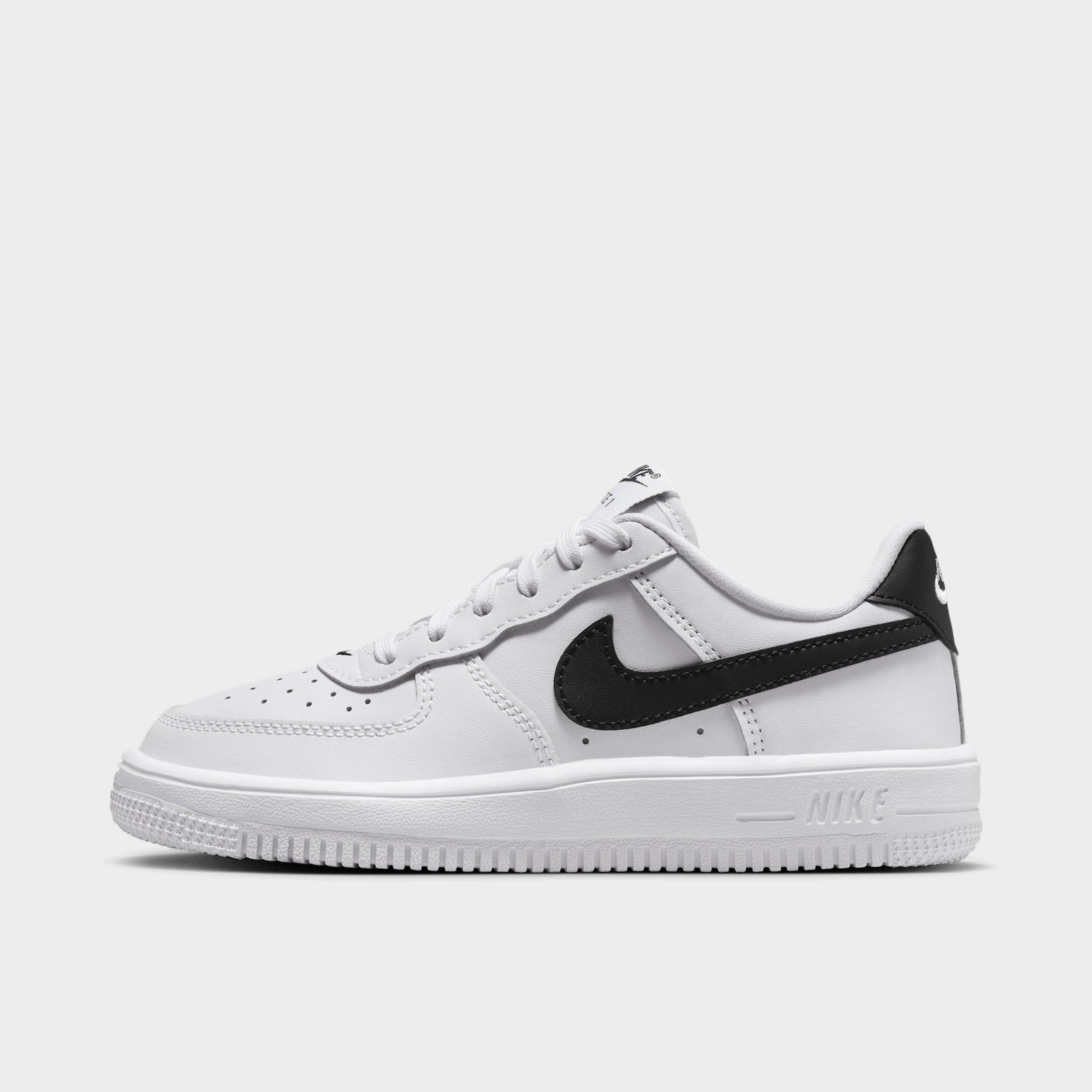 Little Kids' Nithtke Force 1 Casual Shoes - Part 1 - White/Black - Left shoe facing left. Outside of the shoe.