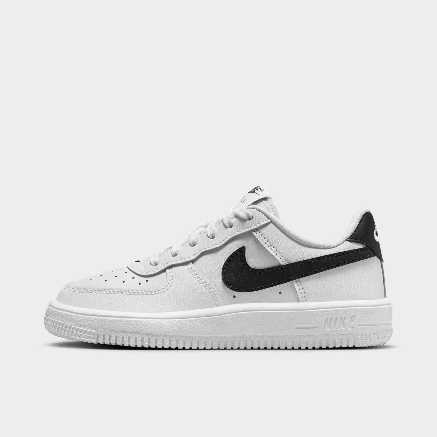 Little Kids' Nithtke Force 1 Casual Shoes - Part 1 - White/Black - Left shoe facing left. Outside of the shoe.