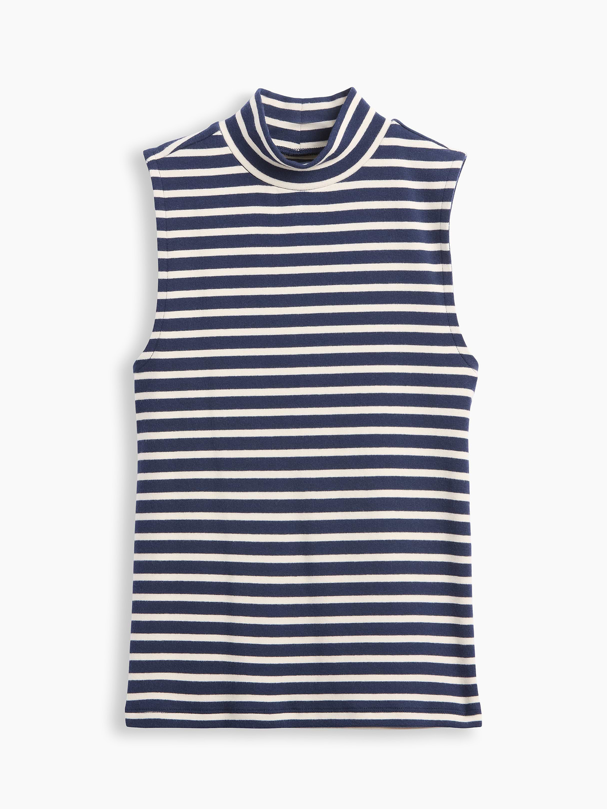 Modern Mockneck Tank Top - Navy blue stripe