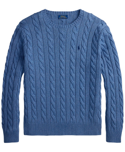 Polo Ralph Lauren Men's Cable-Knit Cotton Sweater - Blue Borage Heather
