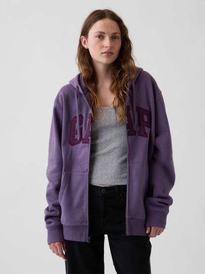 Adult VintageSoft Arch Logo Zip Hoodie - Dark purple violet