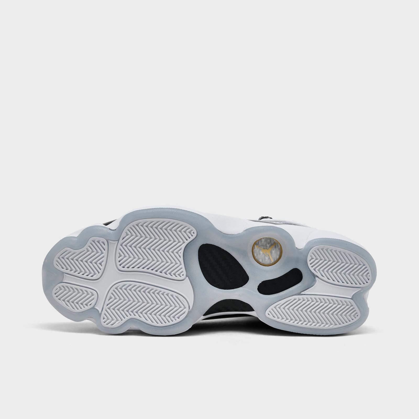 Men's Air Jordan 6 Rings Basketball Shoes - White/Black/Gold - Left shoe facing left. Outside of the shoe. - view 6