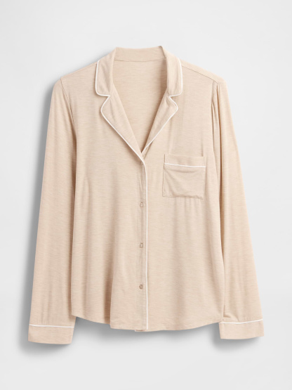 SoftMade Modal PJ Top - Oatmeal beige heather