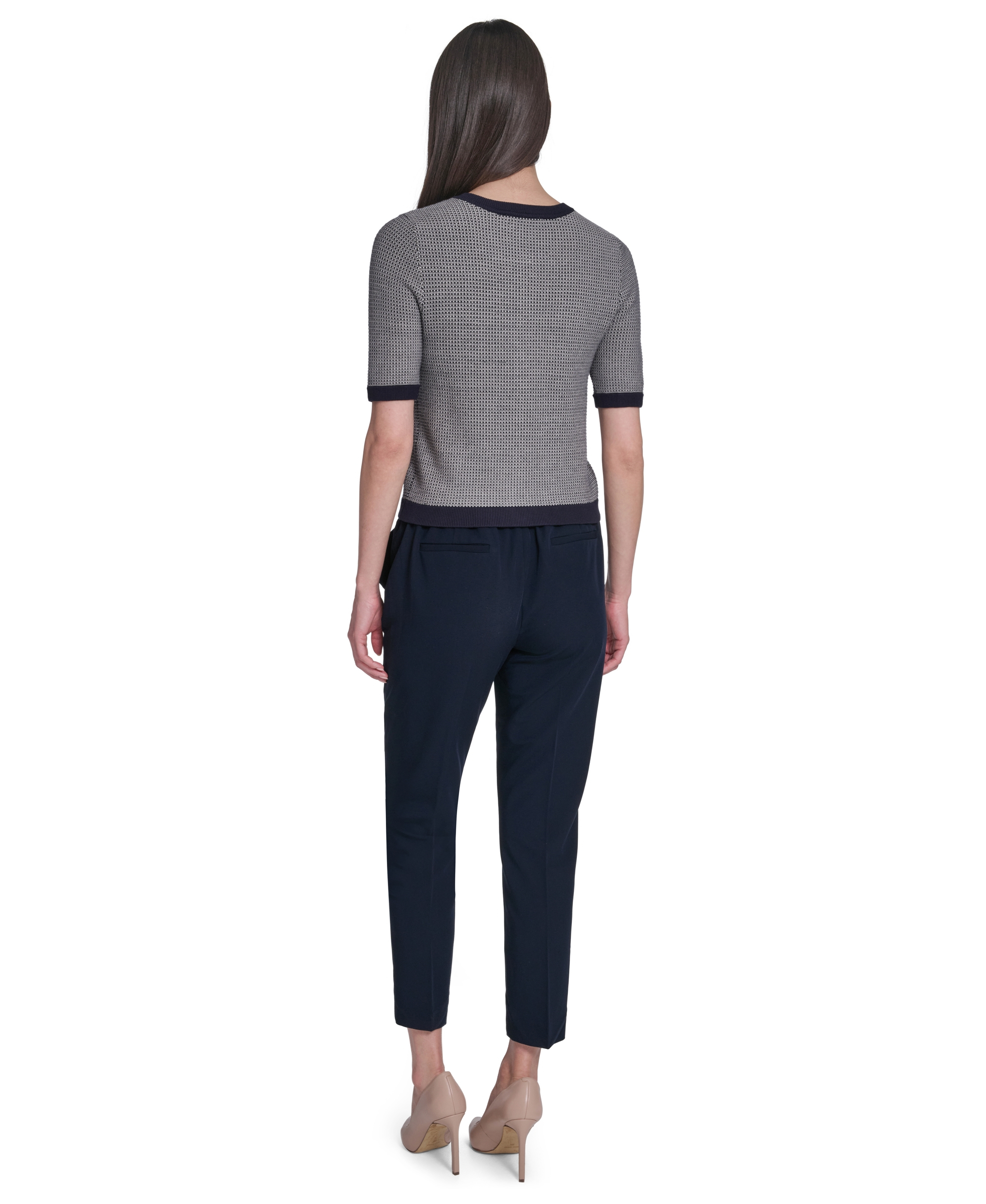 Tommy Hilfiger Women's Short-Sleeve Crewneck Sweater - Midnight/Whitecap