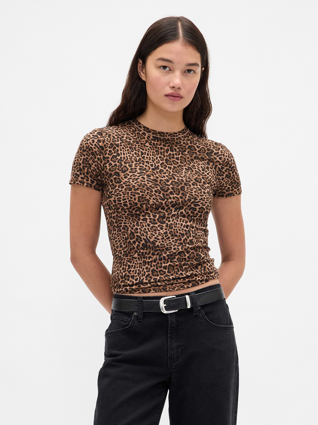 CloseKnit Jersey T-Shirt - Leopard brown